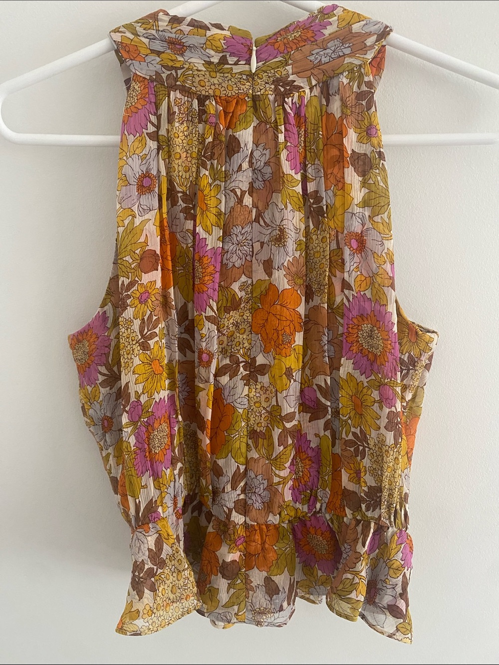 Veronica Beard Silk Kailani Garden Floral Top Stone Multi Sz 2 - Picture 3 of 11